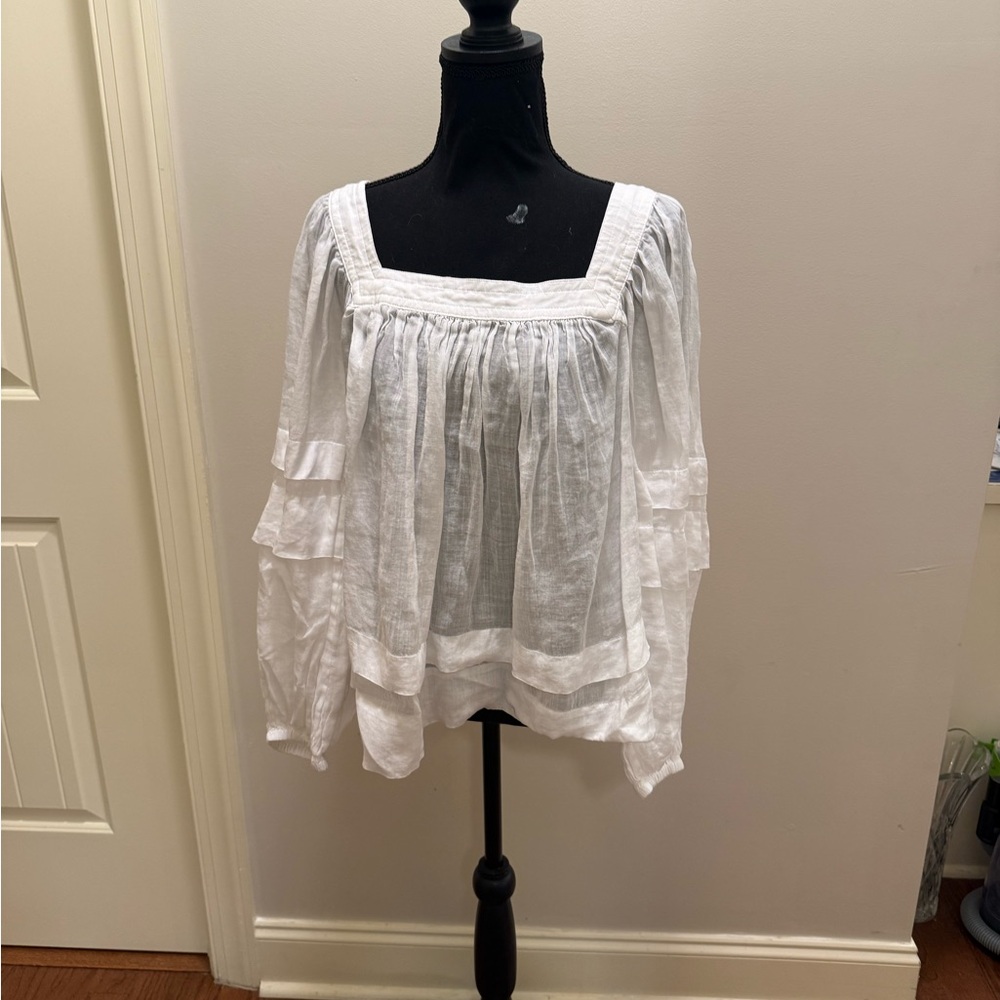 Banana Republic White Puff Sleeve Blouse